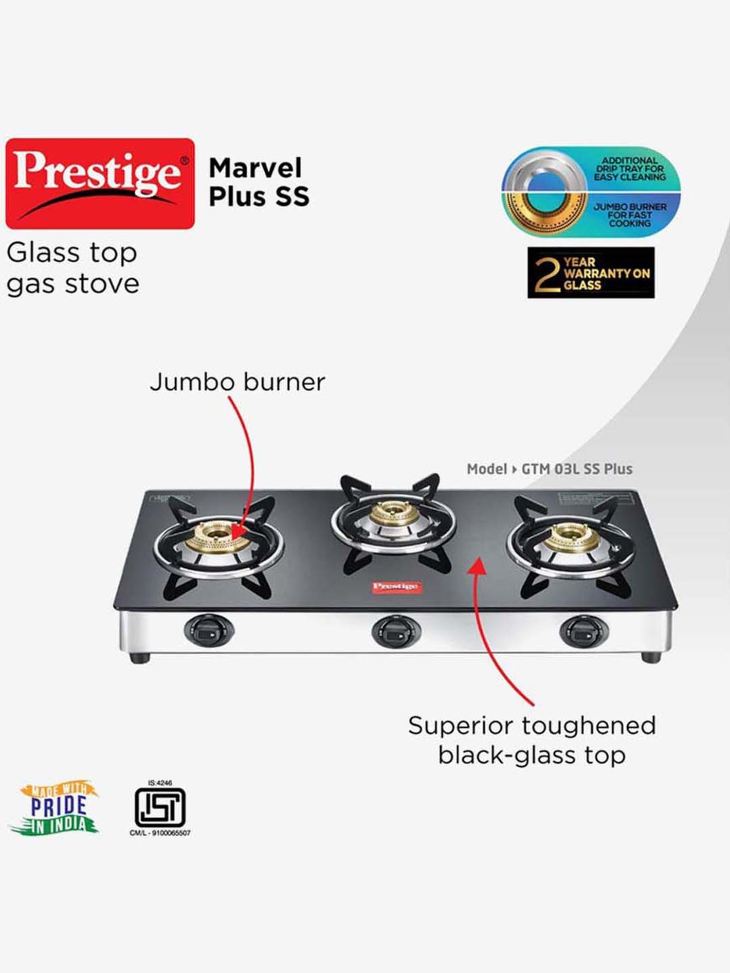 Prestige PIC 16.0 Plus 1900W Induction Cooktop (Black)
