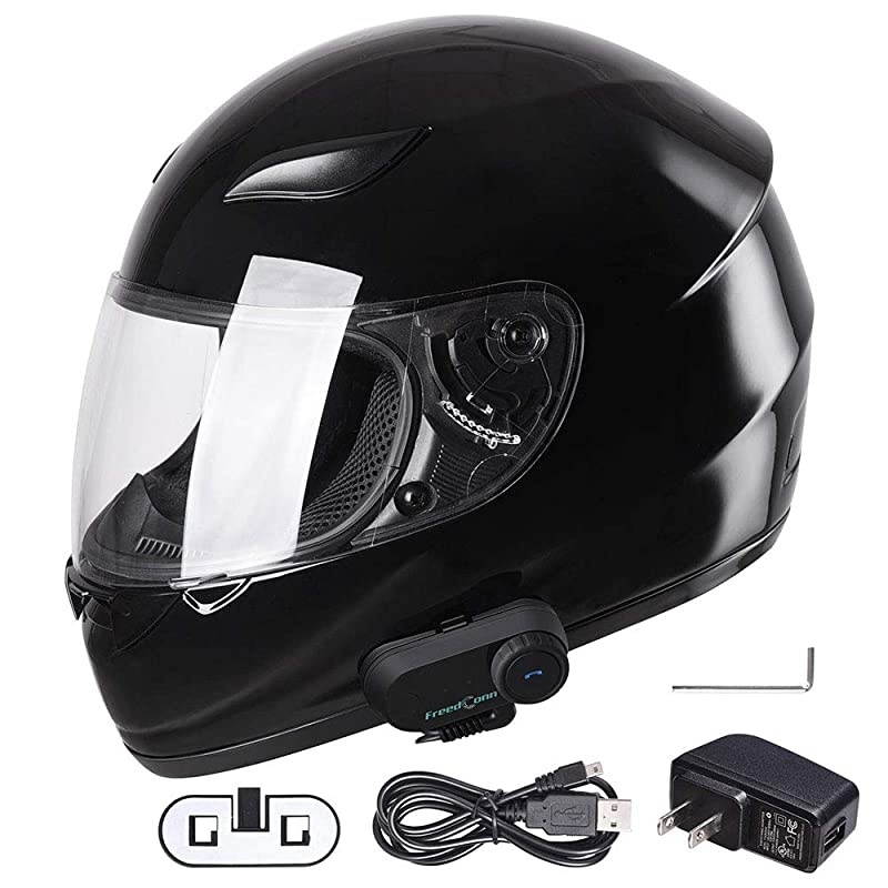 RunB Bluetooth Motorcycle Modular Helmet Full Face with Wireless Headset Hands Free Intercom MP3 FM Radio DOT