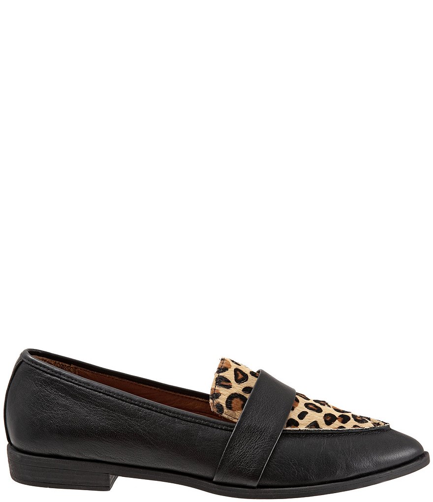 Bueno Barnes Leather Leopard Print Calf Hair Loafers