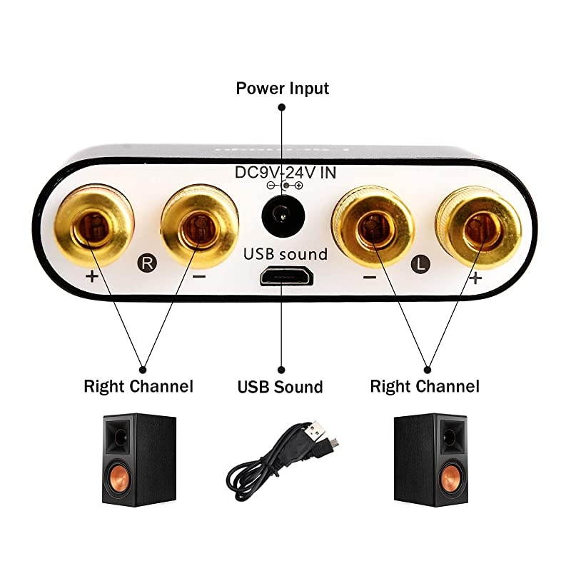 100W Bluetooth Audio Amplifier DC 12 Volt with Power Supply 12V 5A 50W + 50W Dual Channels HIFI Stereo Bluetooth 50 Receiver Bass Amp Home Car Amplifi Builtin EMI Filter Black