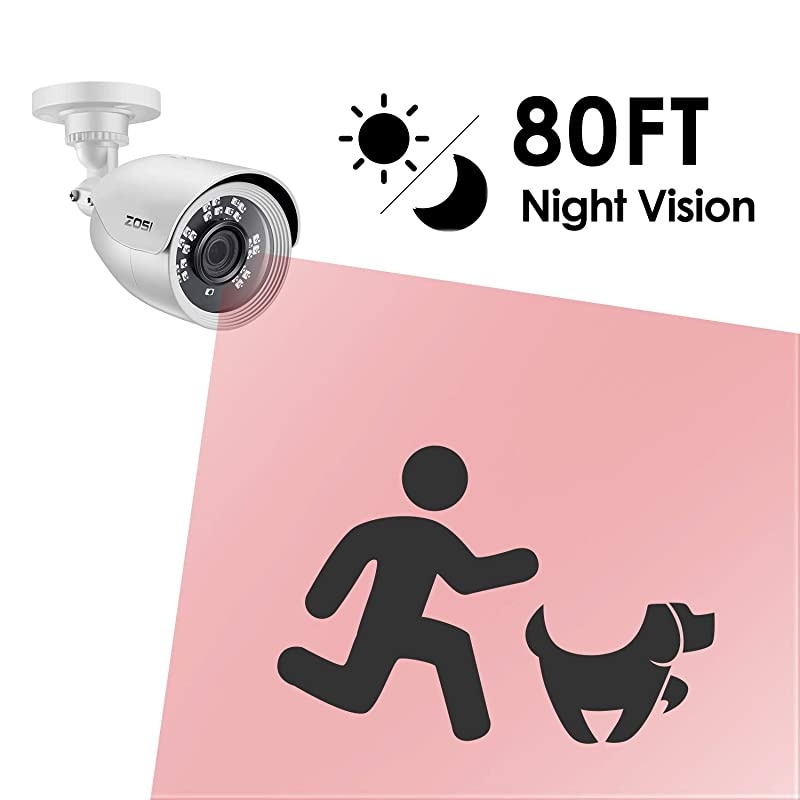 2MP 1080p HD Security Camera Outdoor Indoor 1920TVL Hybrid 4in1 HDCVITVIAHD960H Analog CVBS24PCS LEDs80ft Night Vision 90&deg;View Angle Weatherproof Surveillance CCTV Bullet Camera