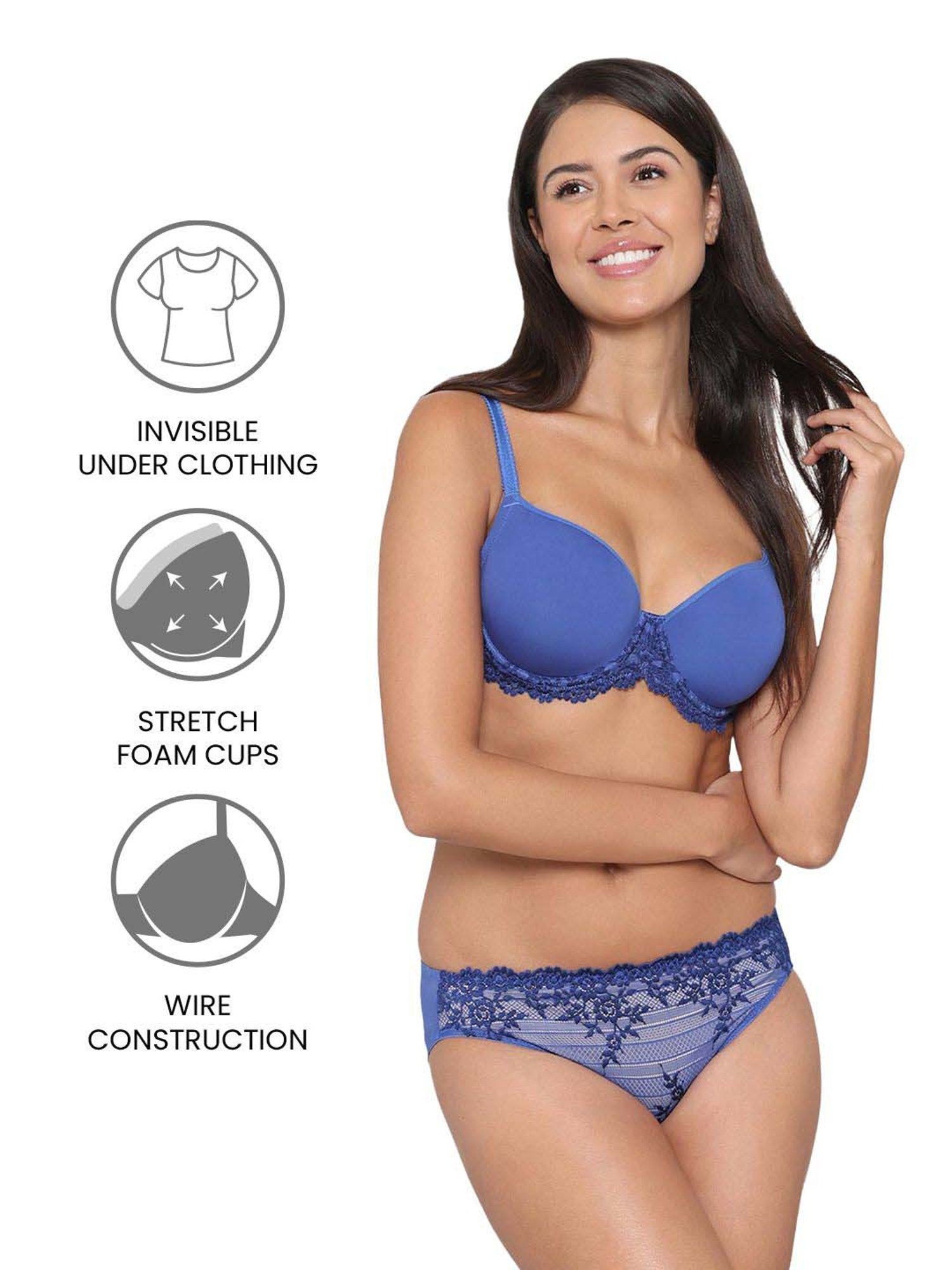 Wacoal Blue Lace Work T-Shirt Bra
