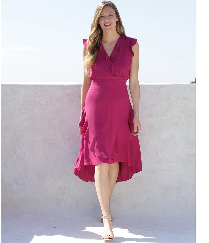 Jkara Petite Size V-Neck 3/4 Sleeve Beaded Bodice Gown