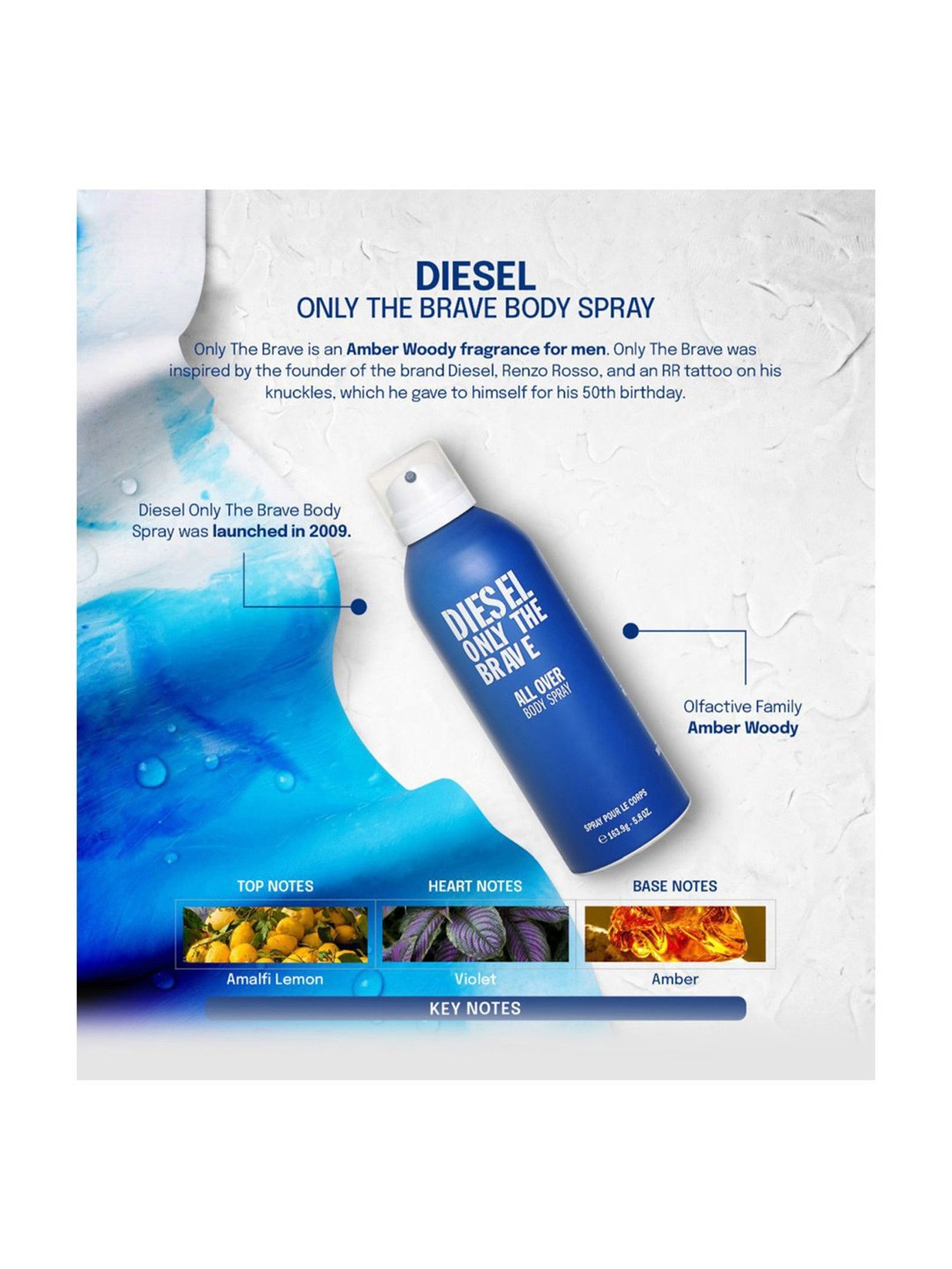 Diesel Only The Brave All Over Body Spray for Men - 200 ml