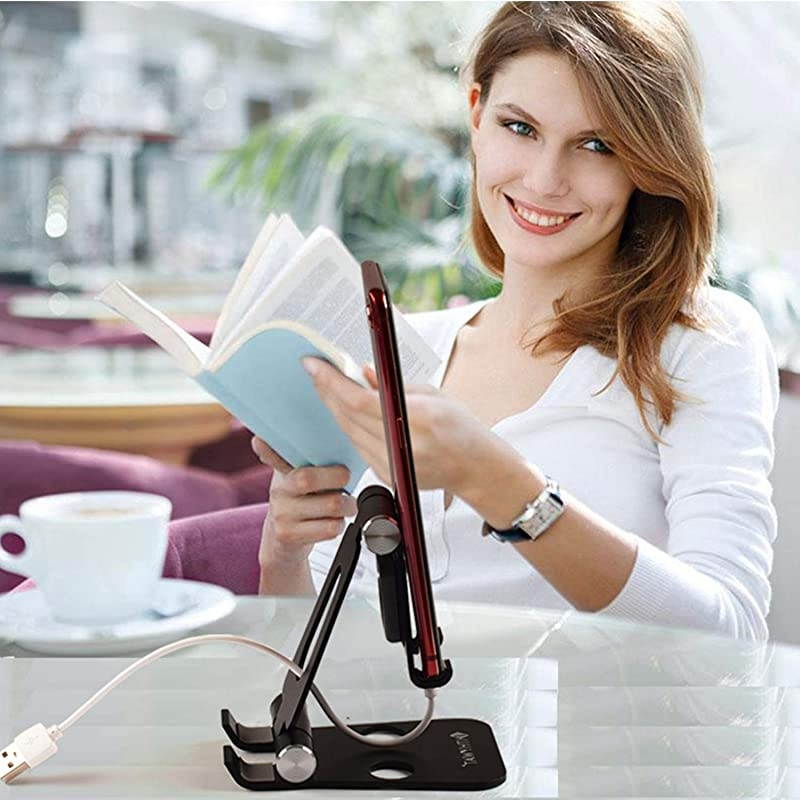 Tablet Stand Double Foldable Phone Stand Tablet Holder Iwatch Cradle Desktop Stands Compatible with Phone 11 Pro Xs Xs Max Xr X 8 7 6 6s Plus iPad Tablets 710quot Black