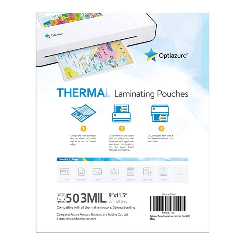 Thermal Laminating Pouches 9x115 Inches 3mil 200Pack Clear Letter Size