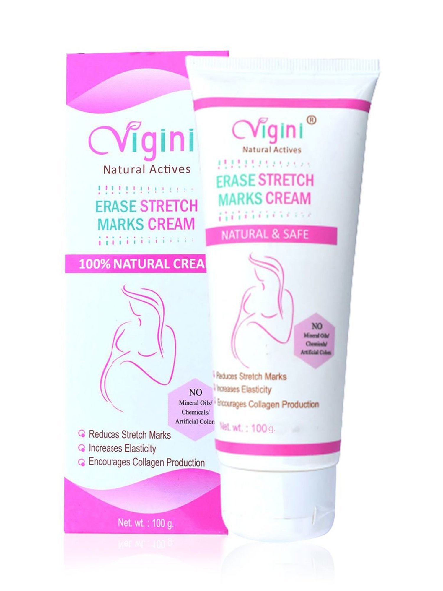 Vigini 100% Natural Actives Erase Stretch Marks Massage Cream - 100 gm