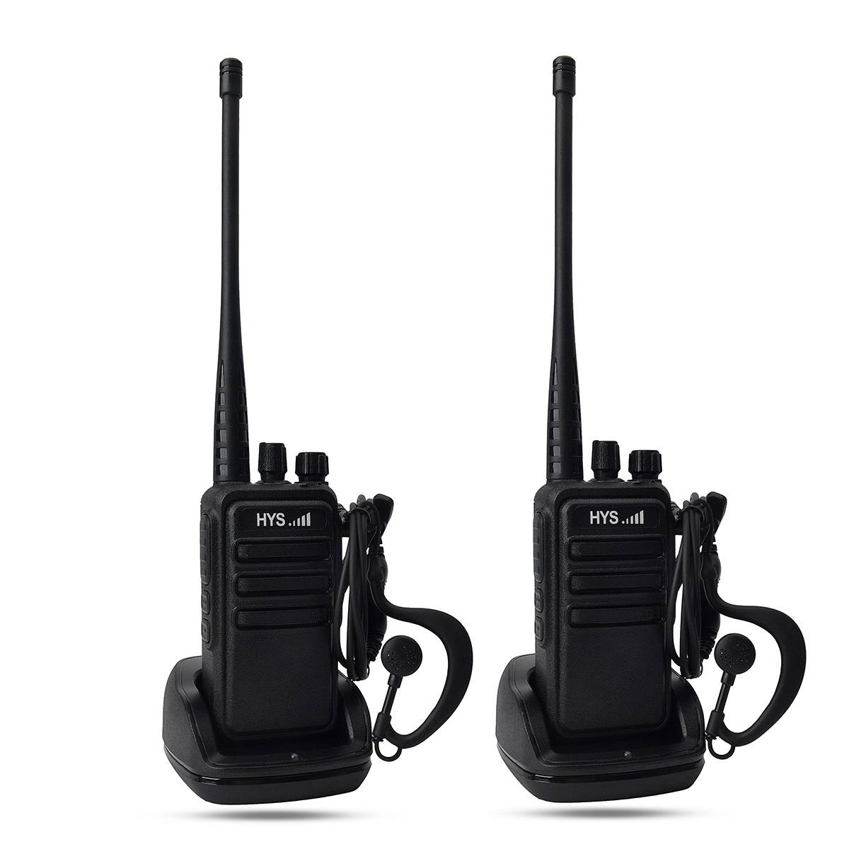 HYS Rechargeable Long Range Two-Way Radios with Earpiece  UHF 400-470MHZ Walkie Talkies Li-ion Battery and Charger