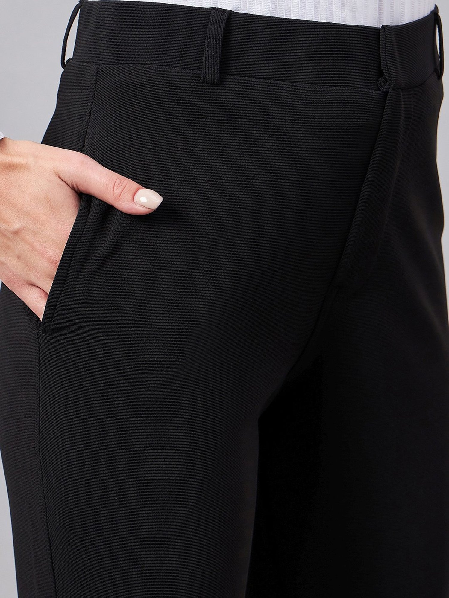 Style Quotient Black Flared Fit Trousers