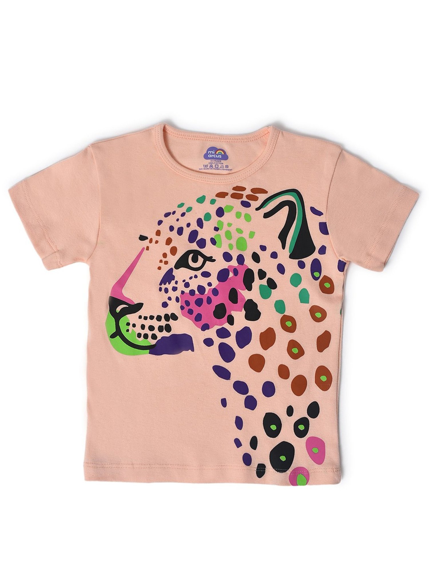 MiArcus Kids Peach Printed T-Shirt