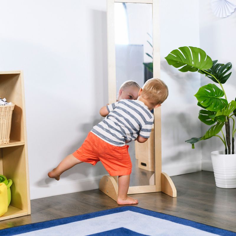 ECR4Kids Double-Sided Bi-Directional Birch Full-Length Floor Mirror for Babies, Toddlers and Kids