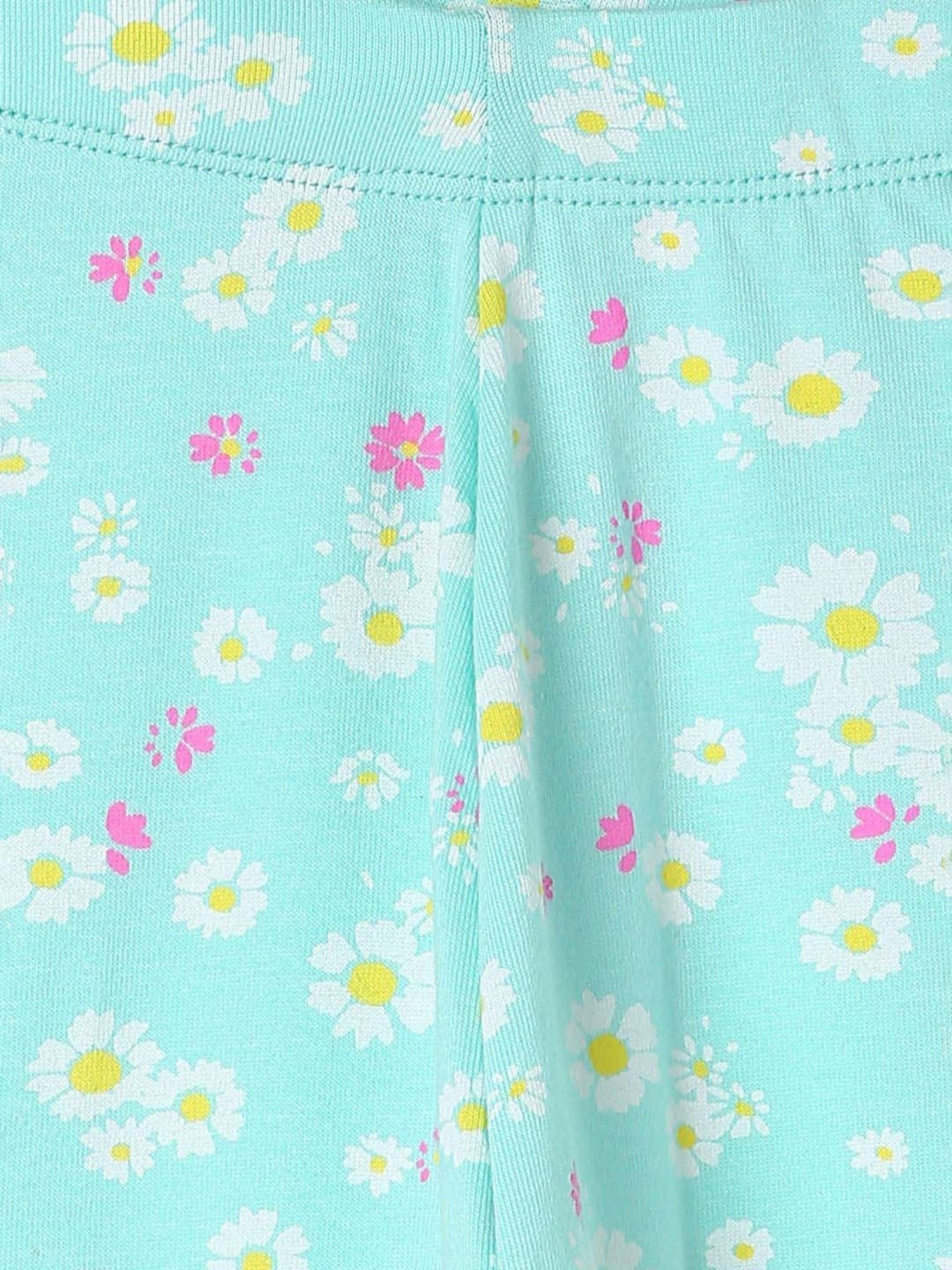 Fame Forever by Lifestyle Girls Aqua Blue Cotton Floral Print Leggings