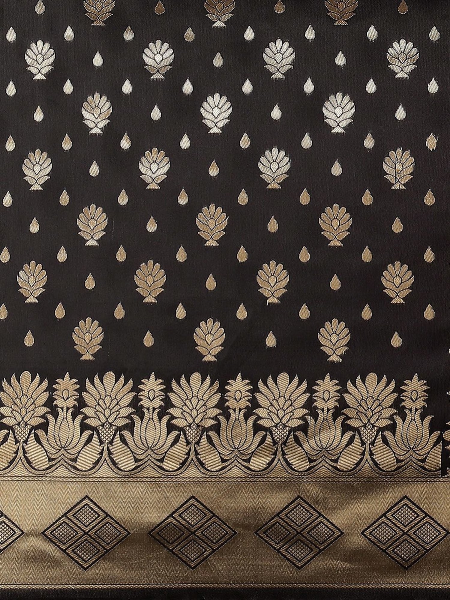 KSUT Black Silk Woven Saree With Unstitched Blouse