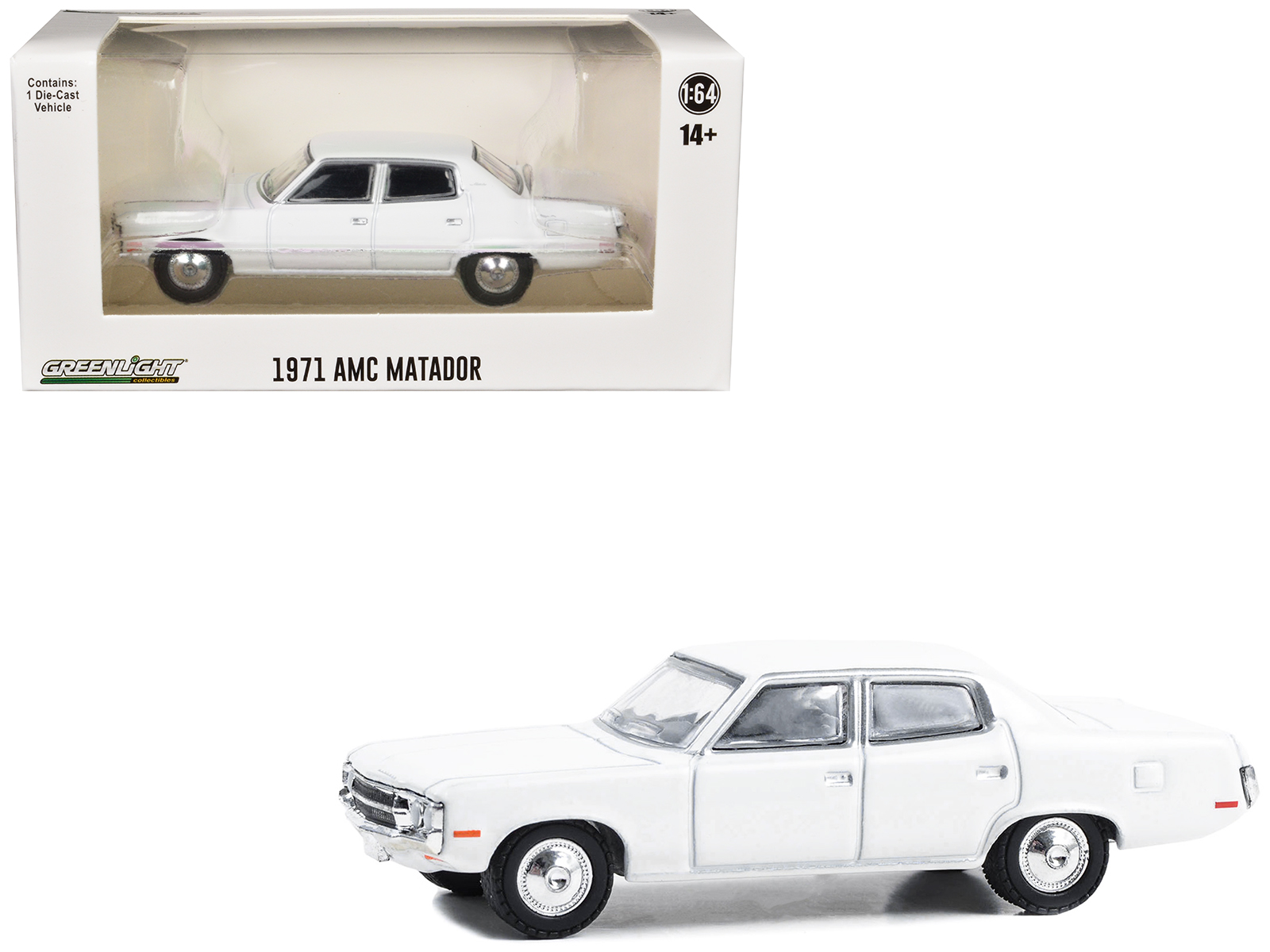 1971 AMC Matador Police Car White "Hot Pursuit - Hobby Exclusive" Series 1/64 Diecast Model Car by Greenlight