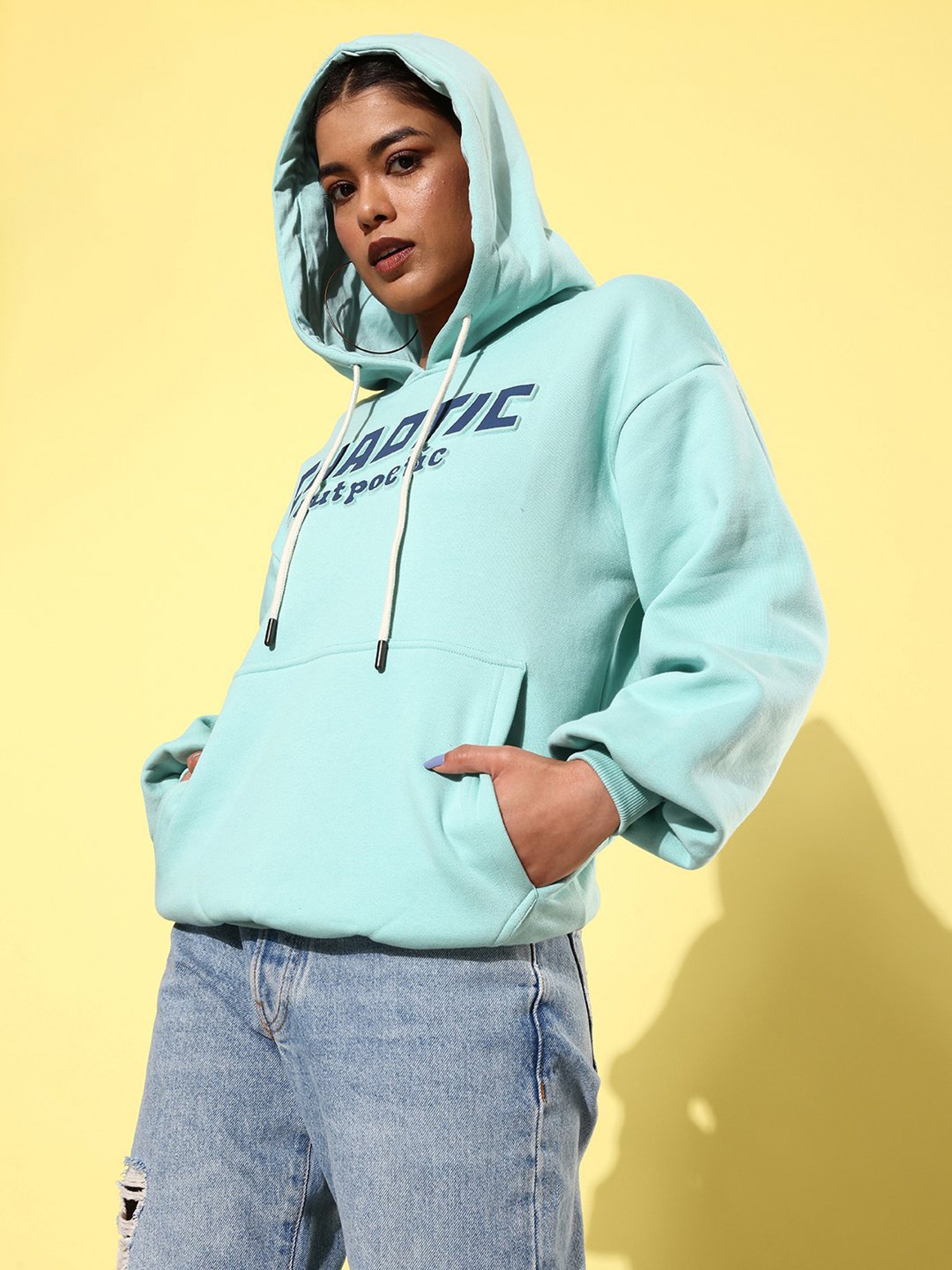 Difference of Opinion Turquoise Fleece Graphic Print Oversized Sweatshirt