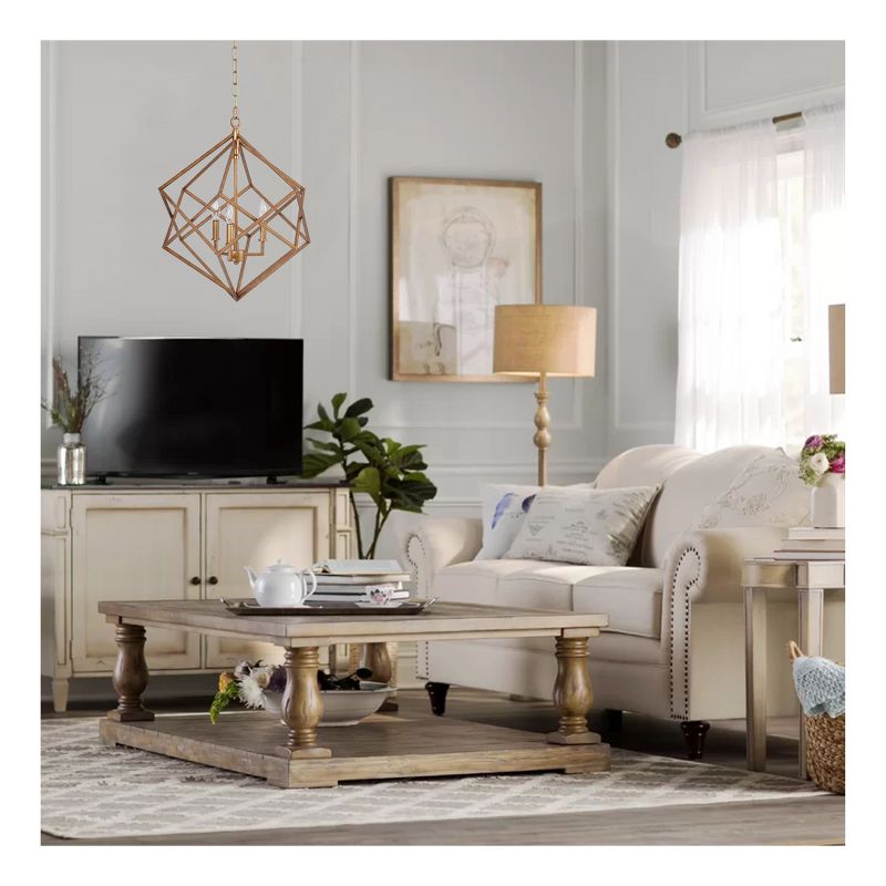 Vista Geometric Chandelier Ceiling Light Antique Gold - Thy-Hom