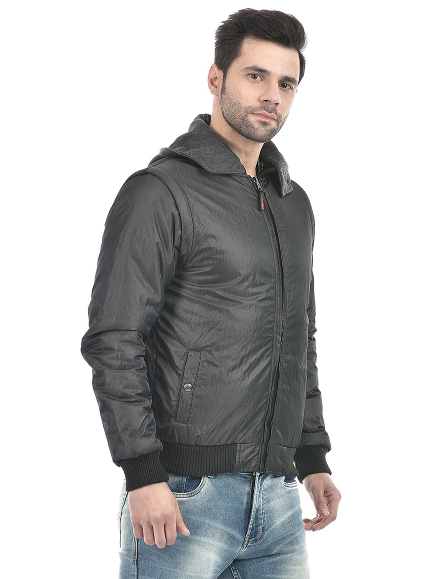 Lawman Pg3 Black & Olive Regular Fit Cotton Reversible Jacket