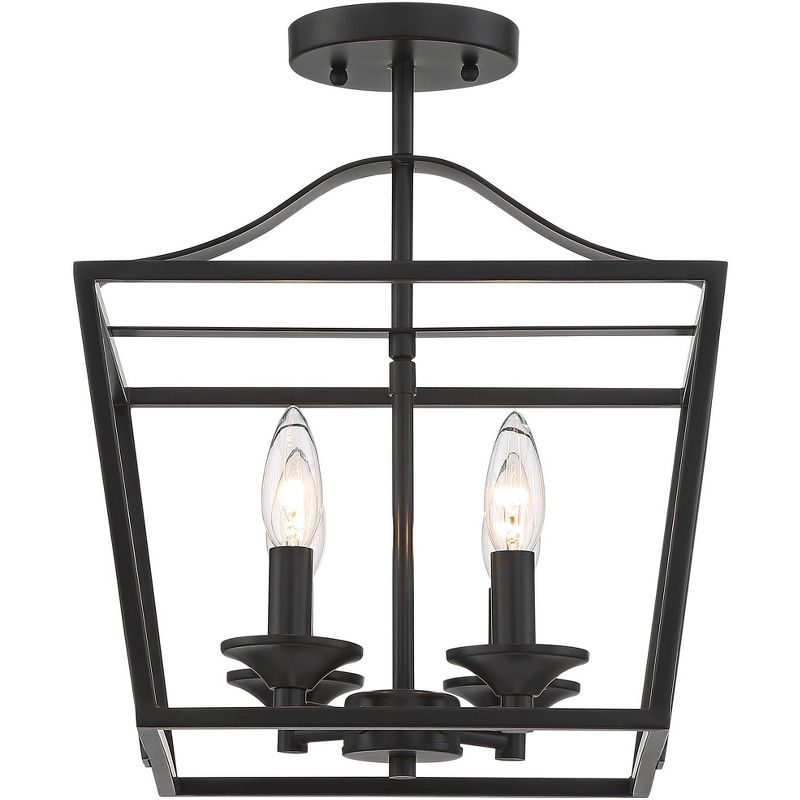 Barnes and Ivy Modern Farmhouse Ceiling Light Semi Flush Mount Fixture Black 13" Wide 4-Light Foyer Bedroom Kitchen Living Room