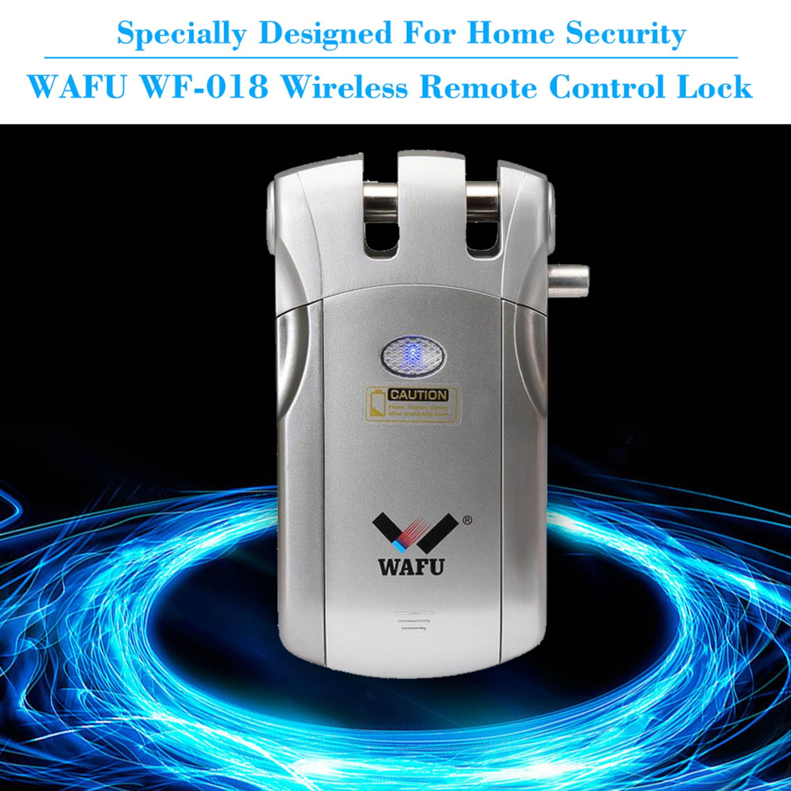 WAFU WF-018 Wireless Remote Control Lock Security Invisible Keyless Door Entry Intelligent Lock Zinc Alloy Metal Smart Door Lock with 2 Remote Keys Smart Home Villa Office Access Control Security