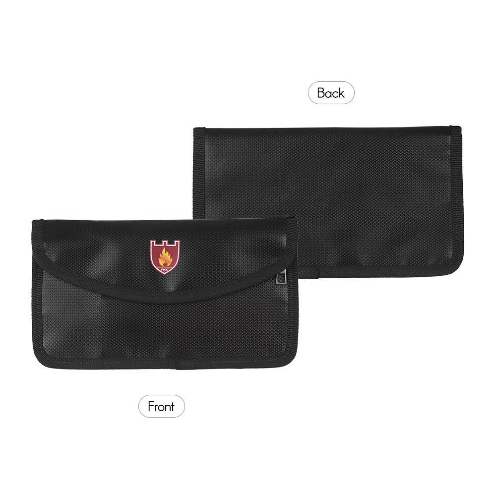 Fireproof Document Bag Heat Resistant Silicone Water Proof Cash Bags with Sticking Fastener Closure for Home Office Safe Storage Small Size