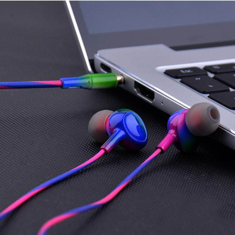 3.5mm Colorful In-Ear Earphone Stereo Subwoofer, Wire-Controlled Earplugs with Wired Mic