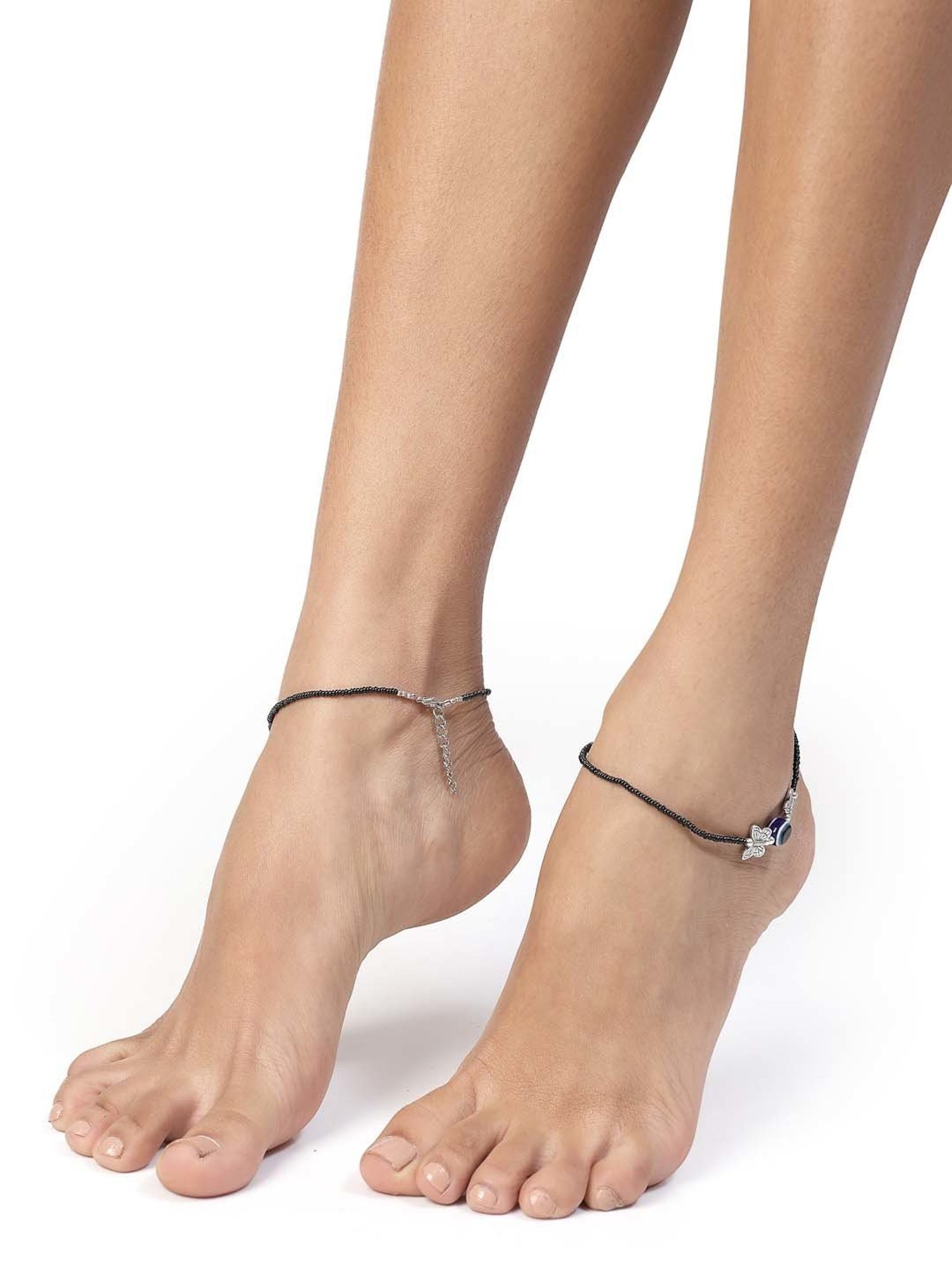 Teejh Roma Coin Silver Oxidized Ghungroo Anklets