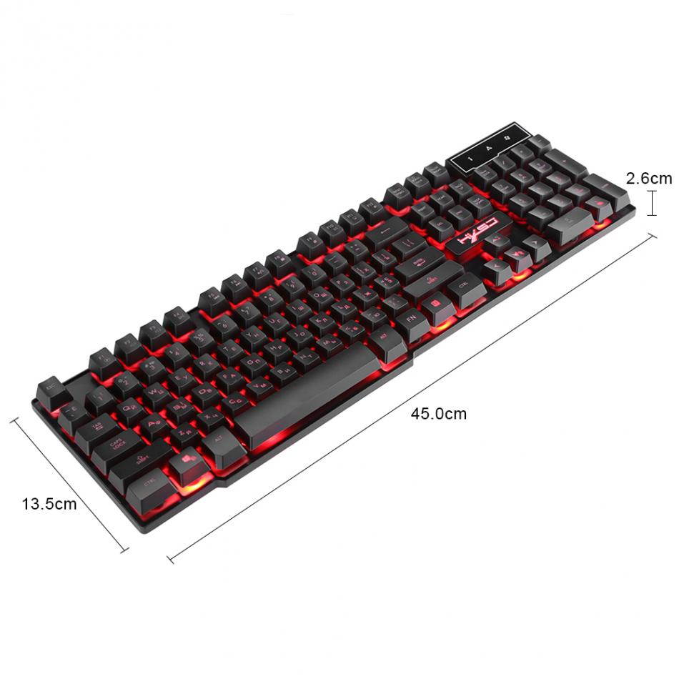 HXSJ R8 Russian+English Gaming Keyboard Floating LED 3 Color Backlit Keyboard with Similar Mechanical Feel For Teclado Gamer