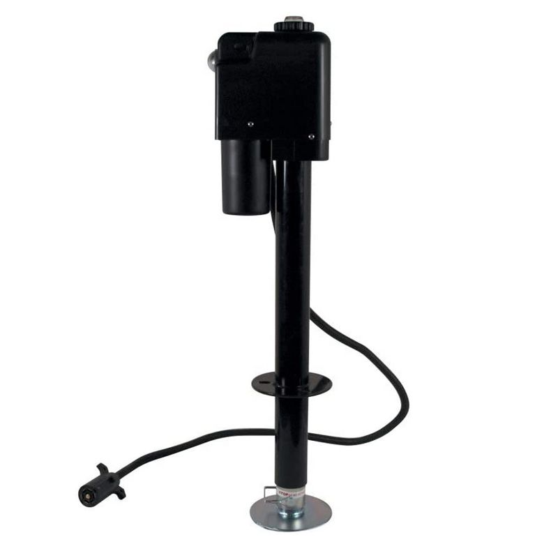 Quick Products JQ-3500B-7P 2.25 Inch 3,650 Pounds Electric Tongue Jack with 7 Way Plug, LED Working Light and Manual Crank Override for Trailers