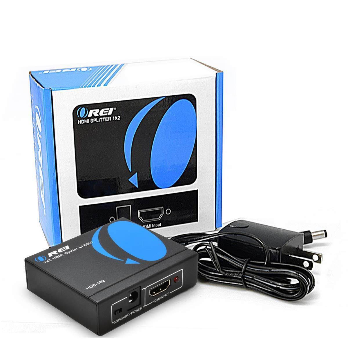 OREI HDS-102 1x2 Powered 1080P HDMI Splitter with 3D Resolutions & Full Ultra HD 4K/2K