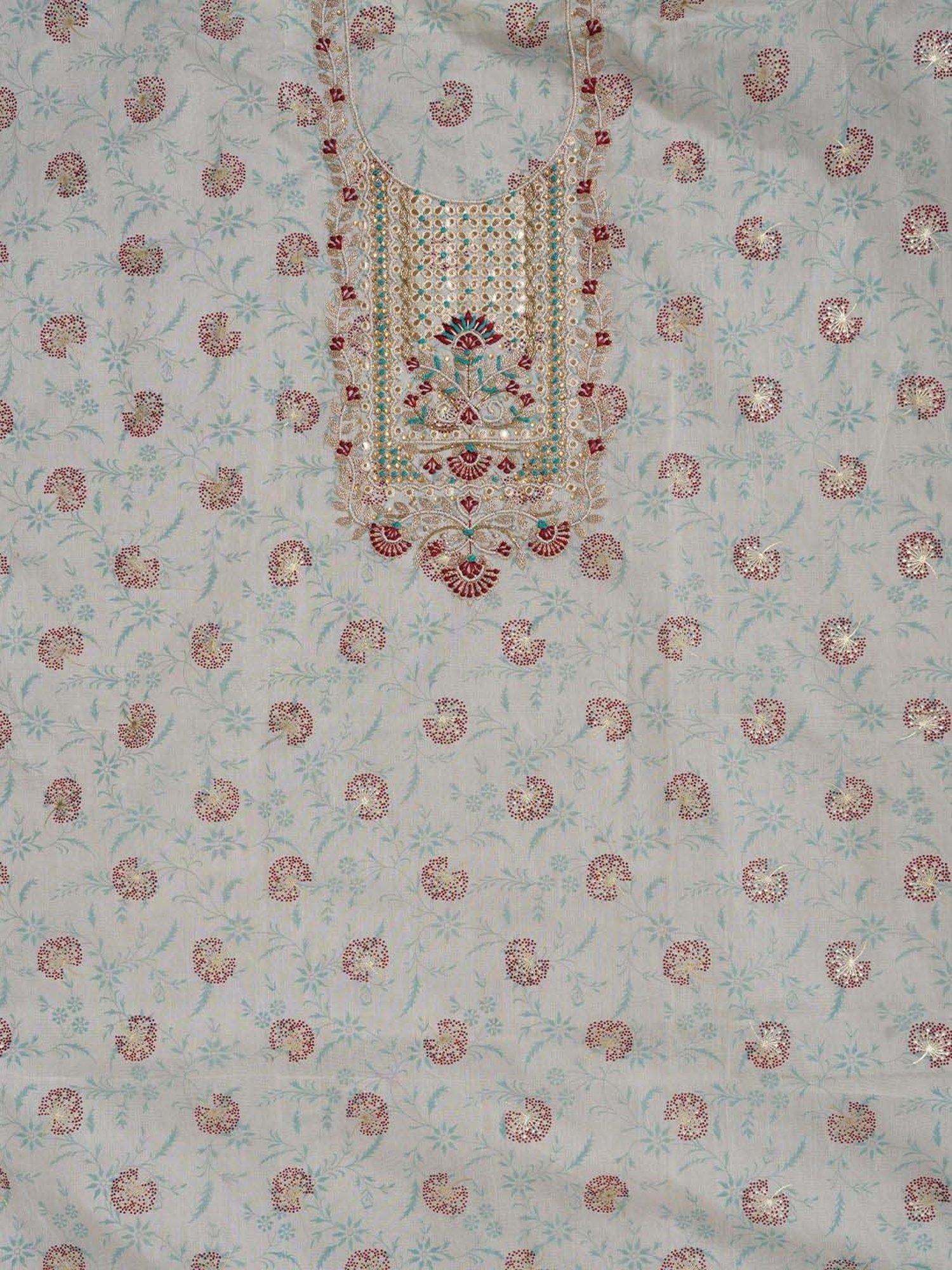 Jaipur Kurti Off-White Embellished Unstitched Dress Material