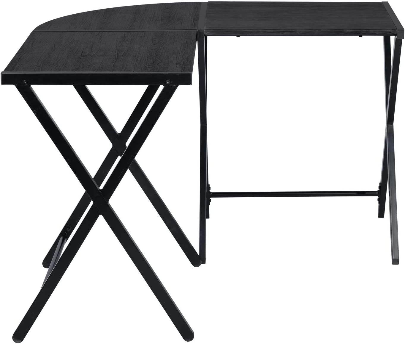 Desk L Corner Workstation Home Schooling Office Gaming Writing Table,Wood Top,Metal Tube,28.74" Height