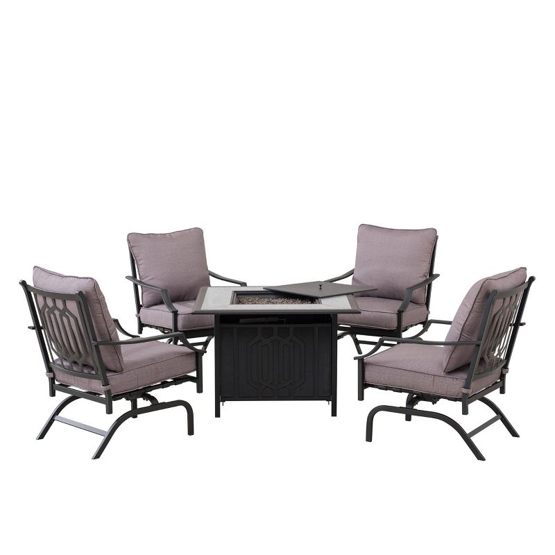 Garvey 5pc Aluminum Frame Patio Conversation Set Black - Sunjoy