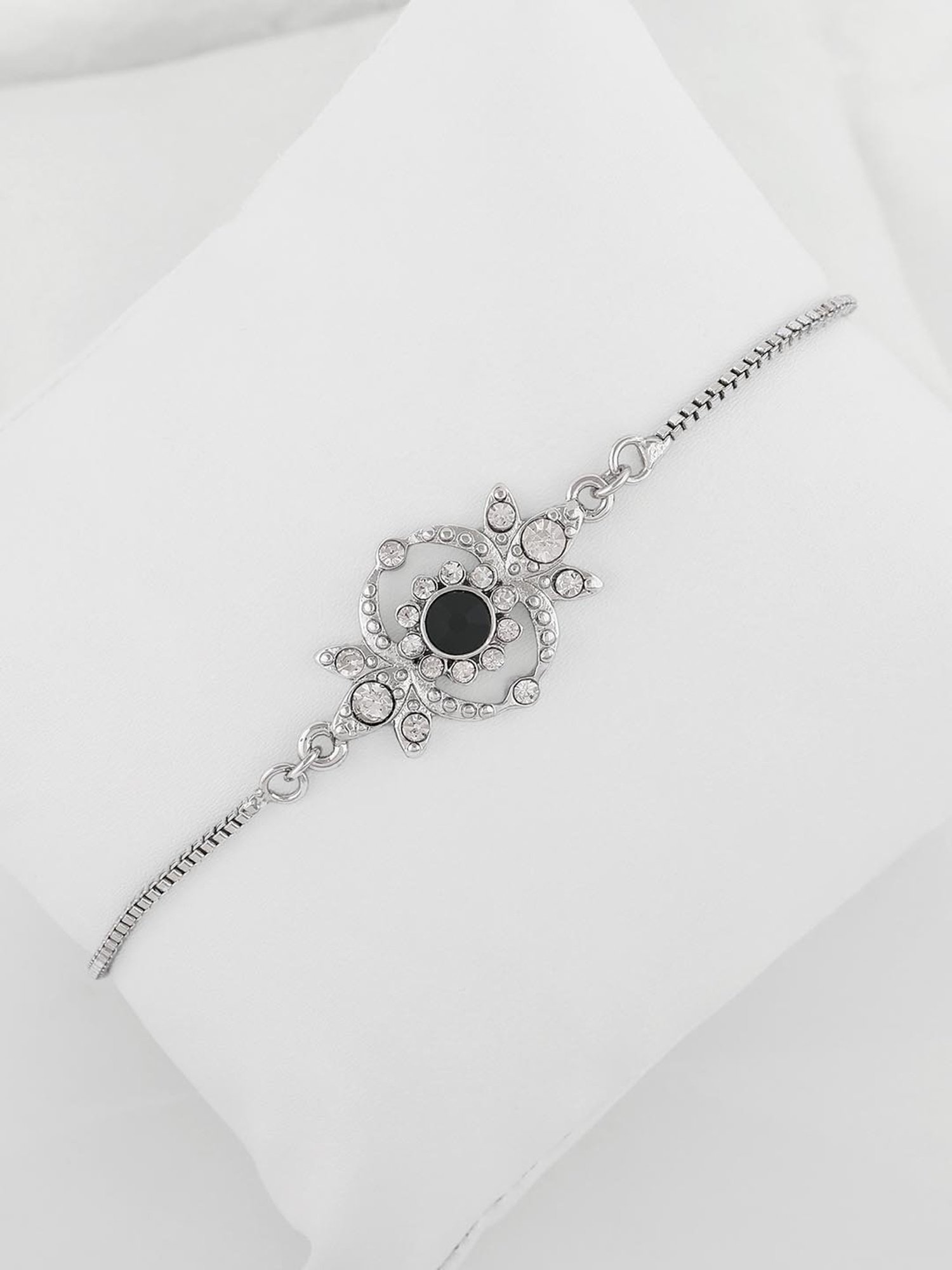 Estele Rhodium-Plated Bracelet with White Crystals for Women