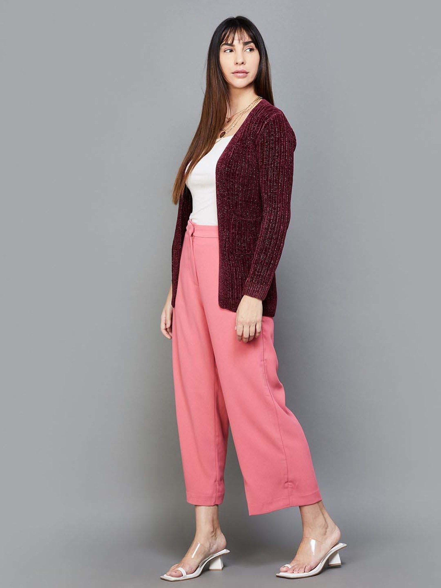 Code by Lifestyle Wine Embellished Shrug