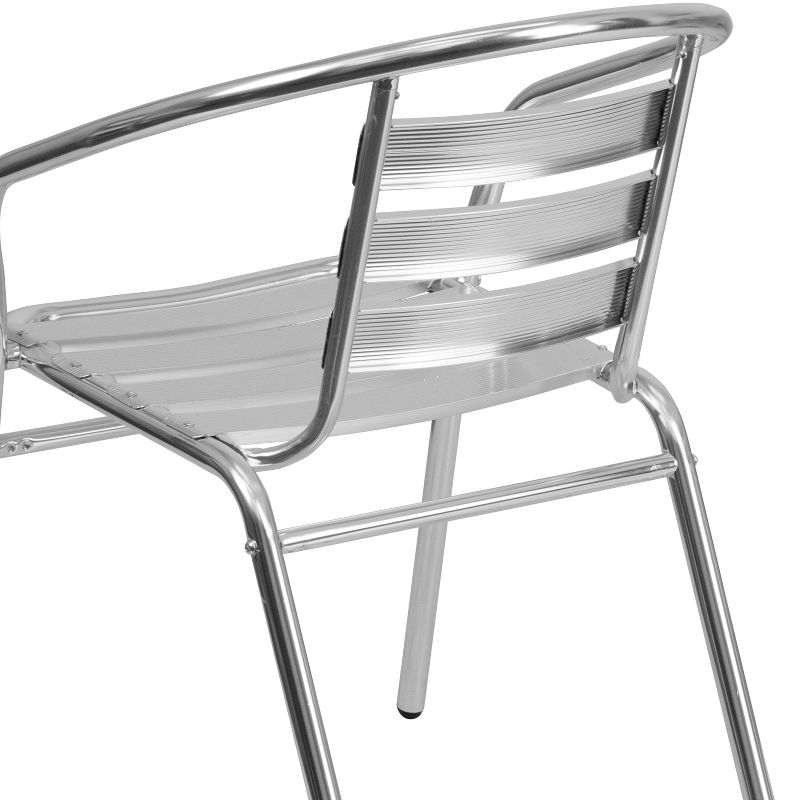 Emma and Oliver Aluminum Indoor-Outdoor Stack Chair with Triple Slat Back and Arms
