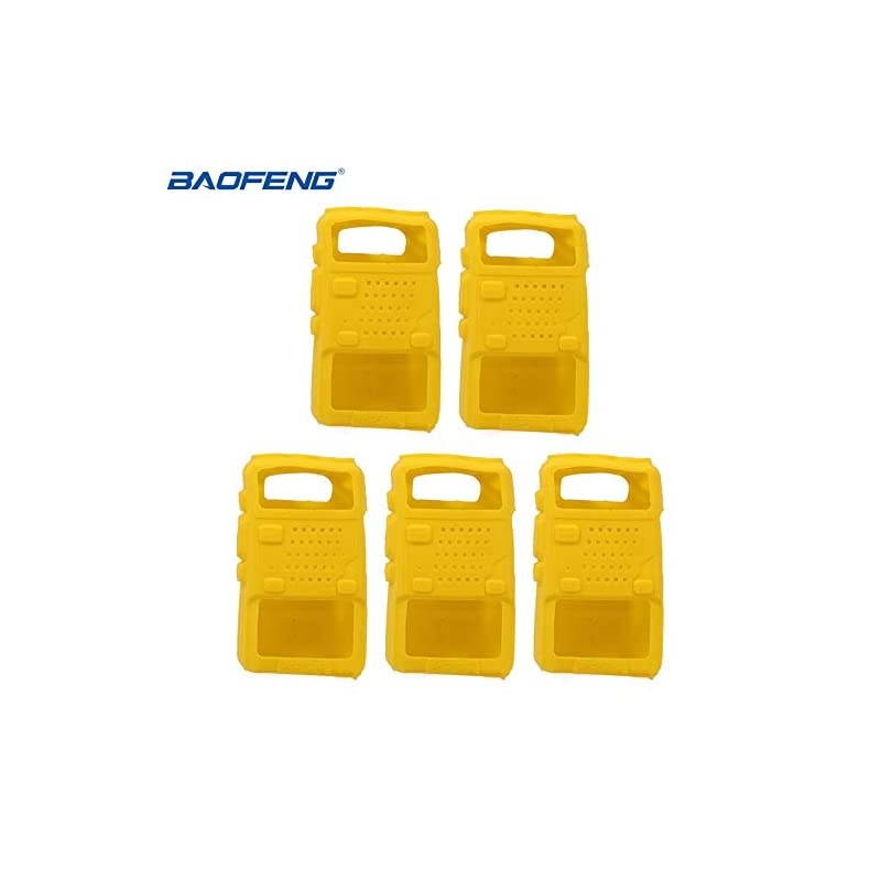 5pcs Handheld Soft Rubber Case Portable Silicone Cover Shell for  UV-5R Series Two Way Radios Walkie Talkie (Yellow)