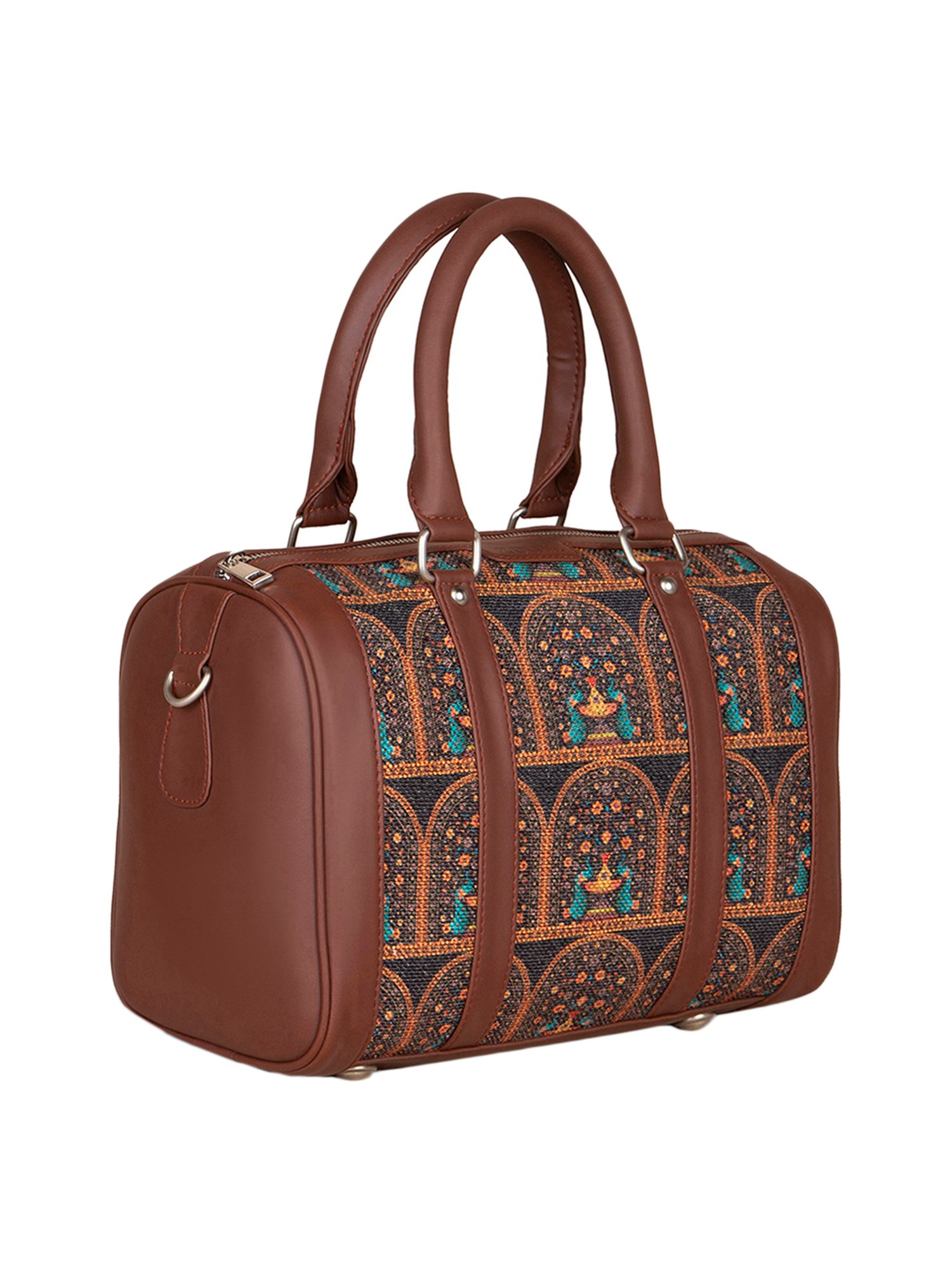 ZOUK Black Printed Medium Handbag