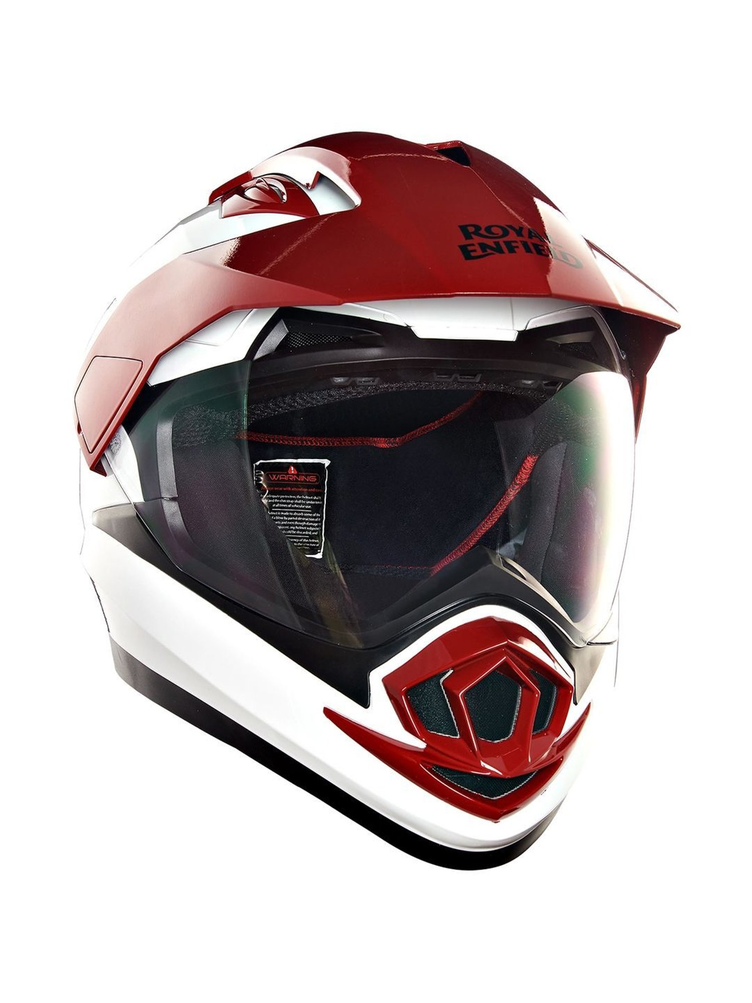 Royal Enfield White & Red Textured Medium Helmet