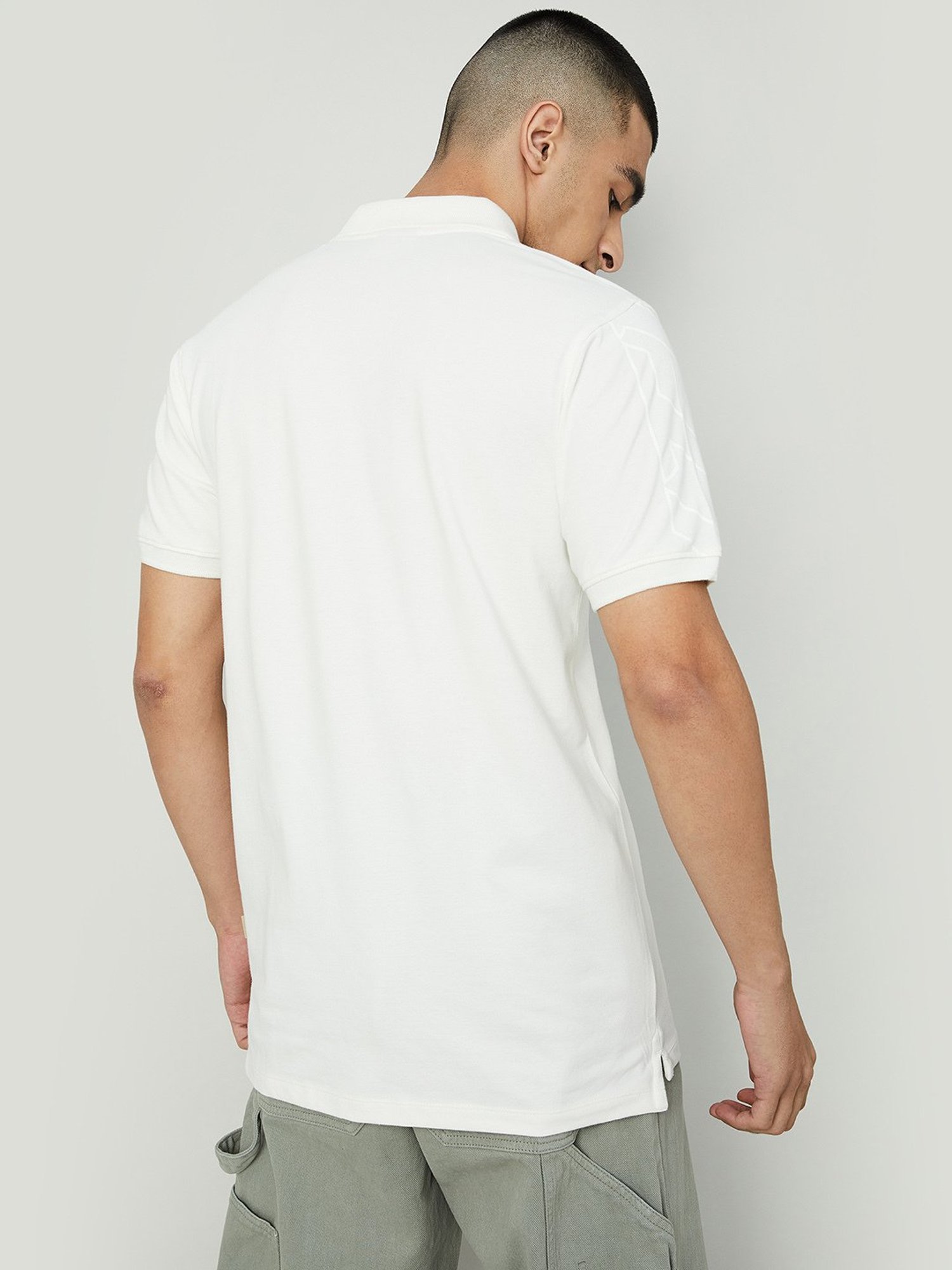 Forca by Lifestyle Off White Regular Fit Printed Polo T-Shirt
