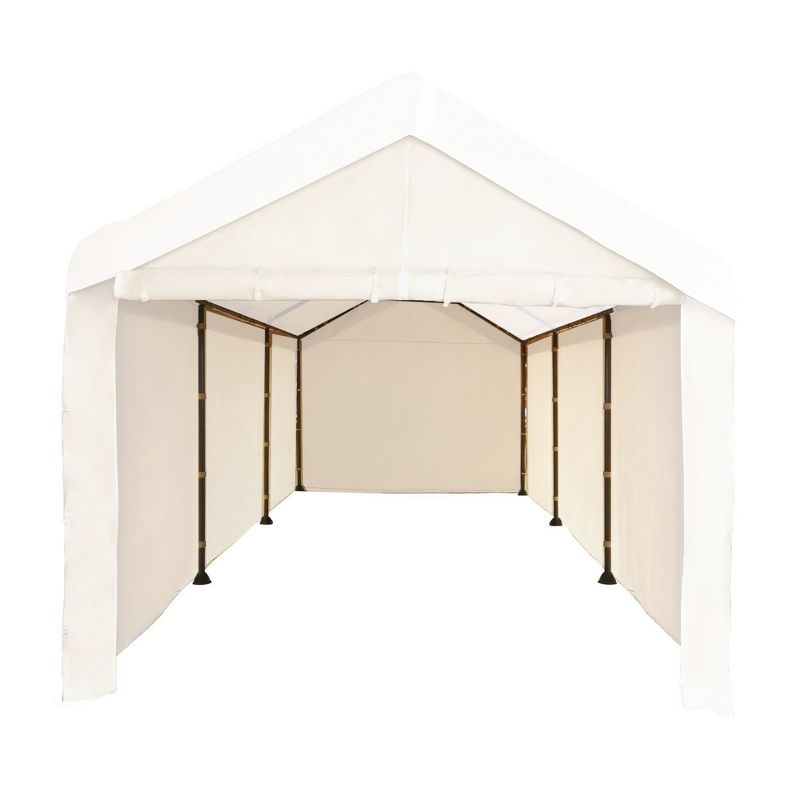 Costway Outdoor 2-Tier 10'x10' Gazebo Canopy Shelter Awning Tent Patio Garden Screw-free structure Brown