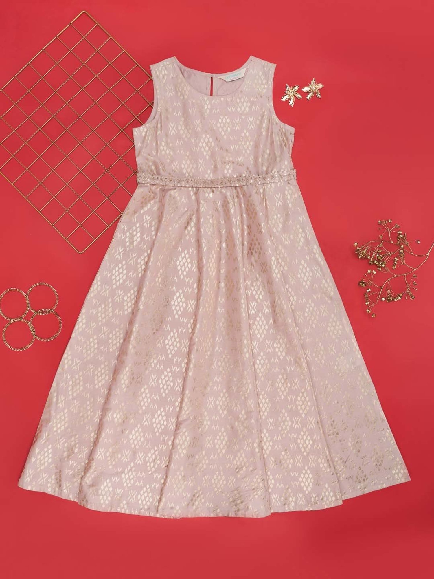 Akkriti by Pantaloons Kids Chalk Pink Printed Dress