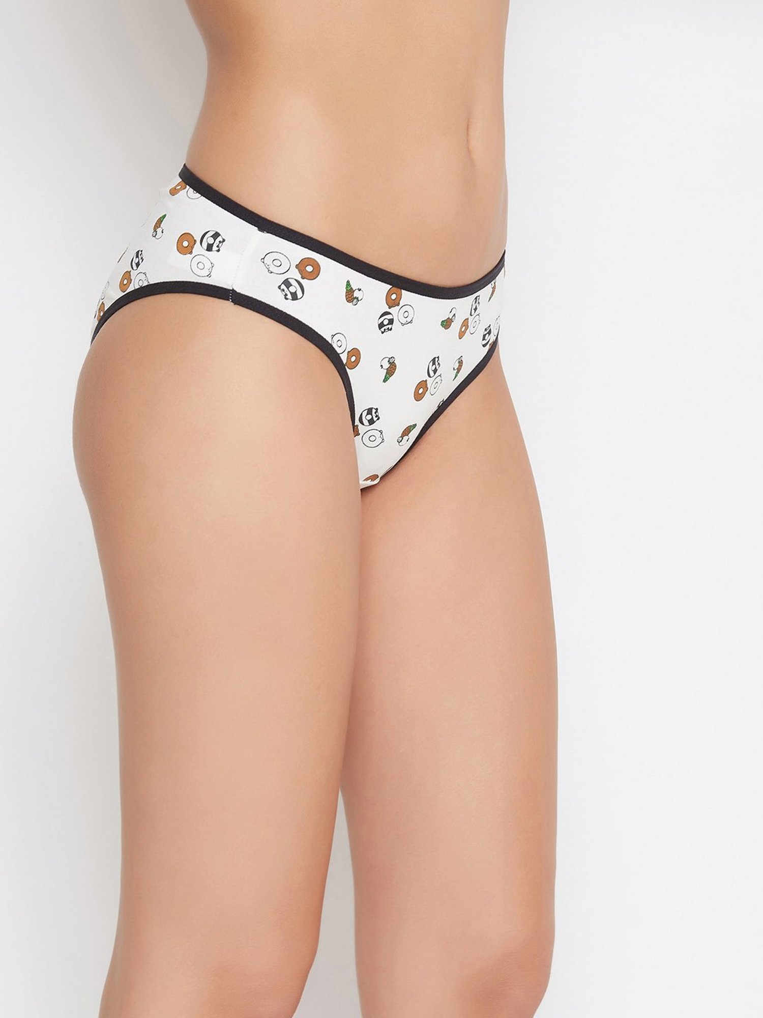 Clovia White Printed Bikini Panty