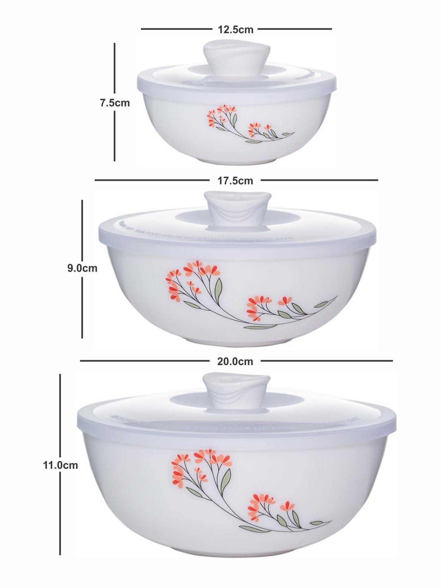 Cello White Opalware 3-Piece Mixing Bowl Set