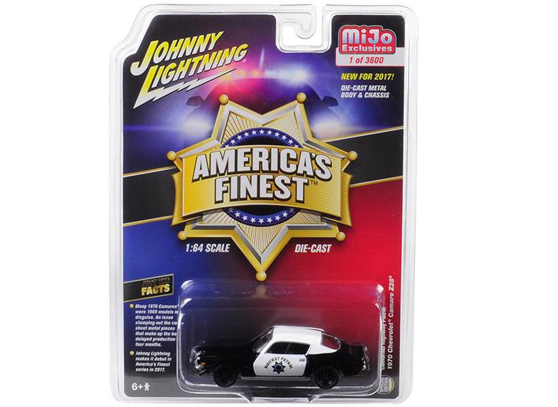 1970 Chevrolet Camaro Z28 California Highway Patrol CHP Black & White Ltd Ed 3600 pcs 1/64 Diecast by Johnny Lightning