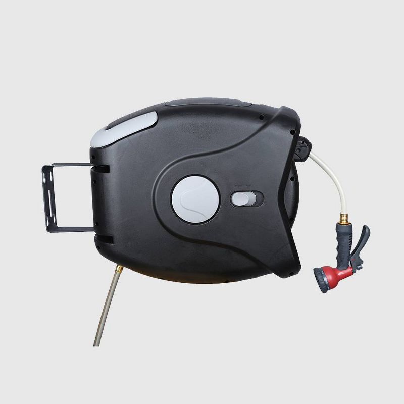 75' XG-75 Retractable Plastic Garden Hose Reel Gray - Sunneday