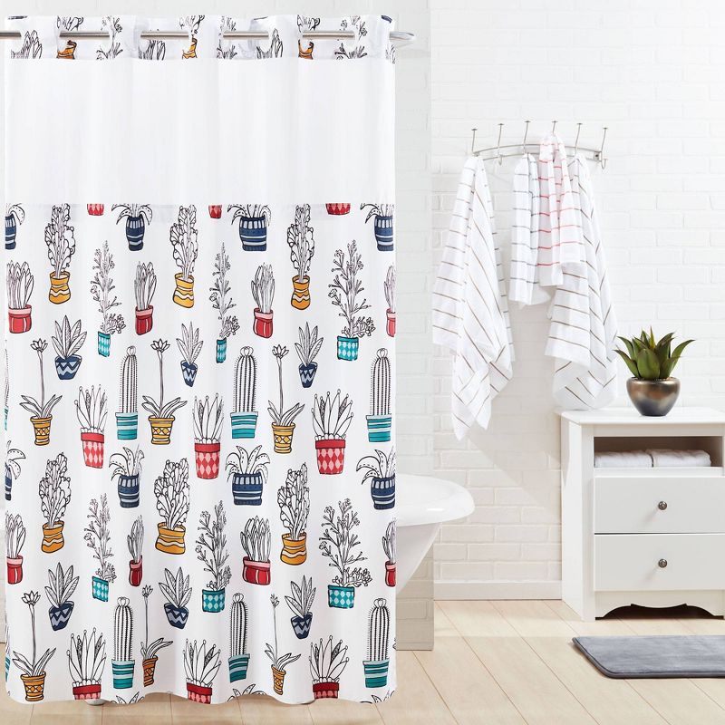 Cactus Shower Curtain with Liner - Hookless