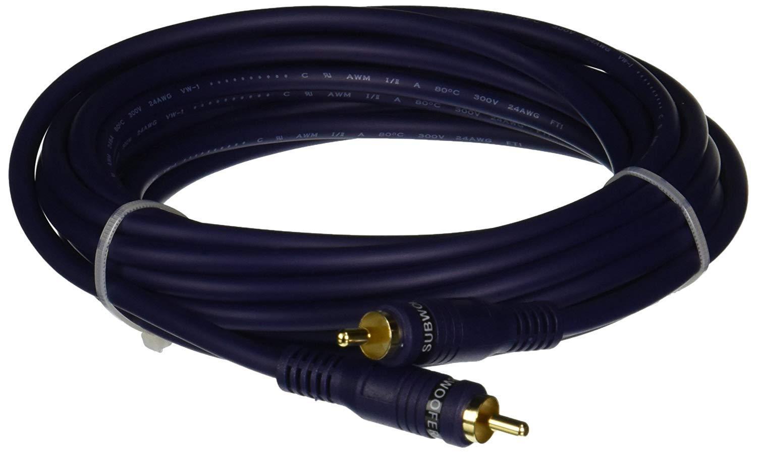 C2G 29119 Velocity Bass Management Subwoofer Cable, Blue (18 Feet, 5.48 Meters)