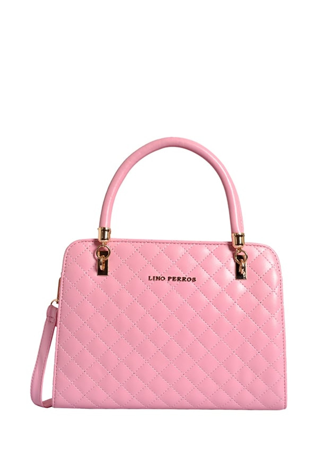 Lino Perros Light Pink Textured Quilted Handbag