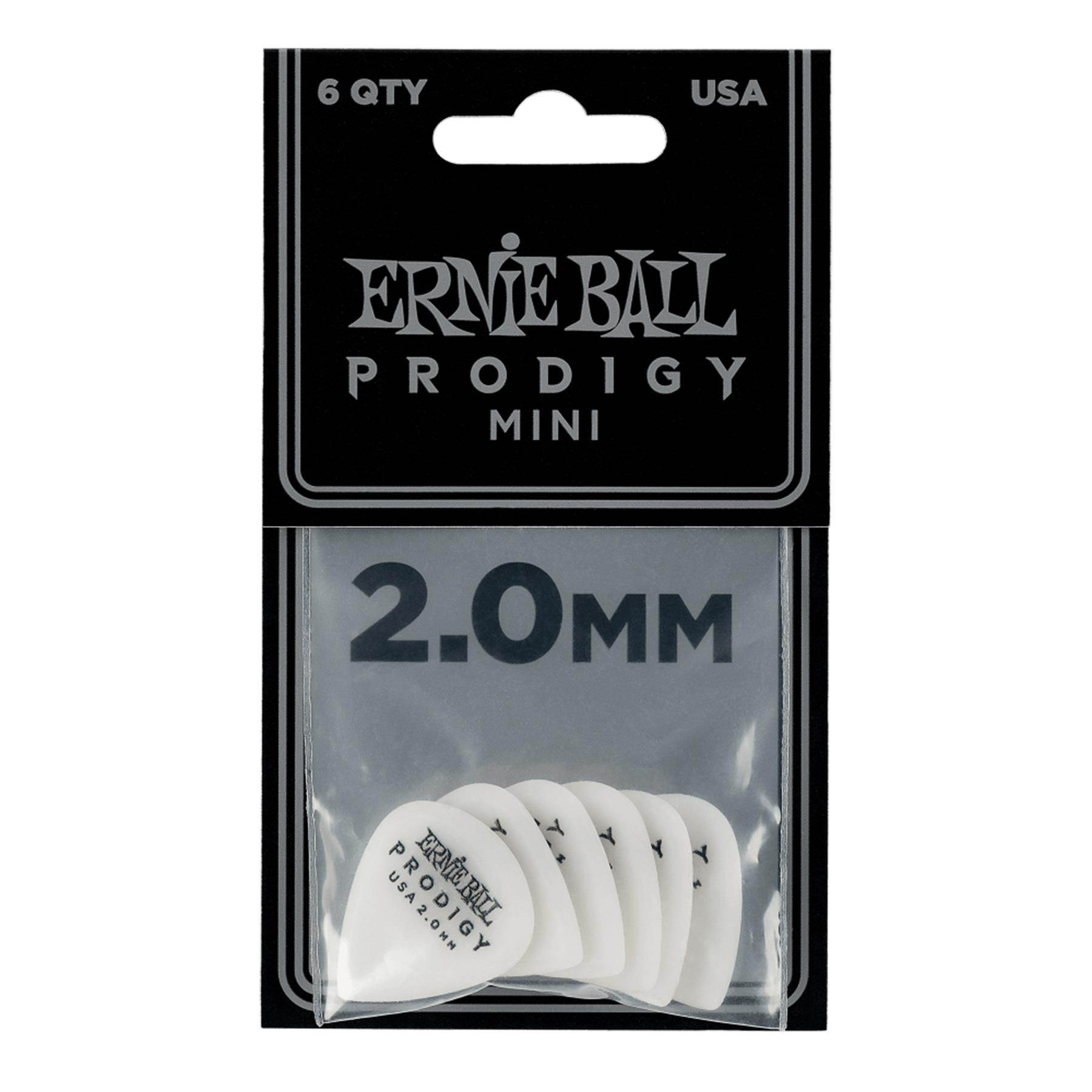 Ernie Ball 9203 Prodigy Picks, White Mini, 6 Pack, 2.0mm