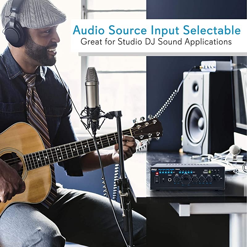 2X120 Watt Home Audio Power Amplifier Portable 2 Channel Surround Sound Stereo Receiver w USB in for Amplified Subwoofer Speaker CD DVD MP3 iPhone Phone Theater PA System PTAU45